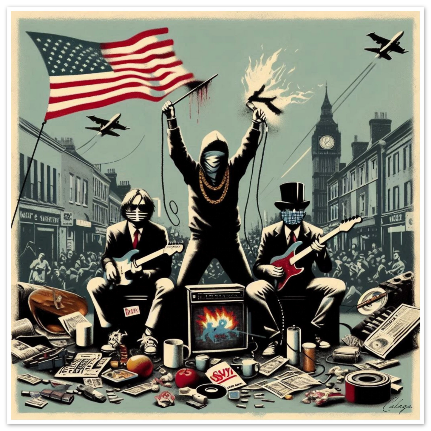 Poster La symphonie du Chaos par CALEGA, illustration artistique urbaine expressive et colorée, mélange d’émotions et de street art moderne pour décoration murale