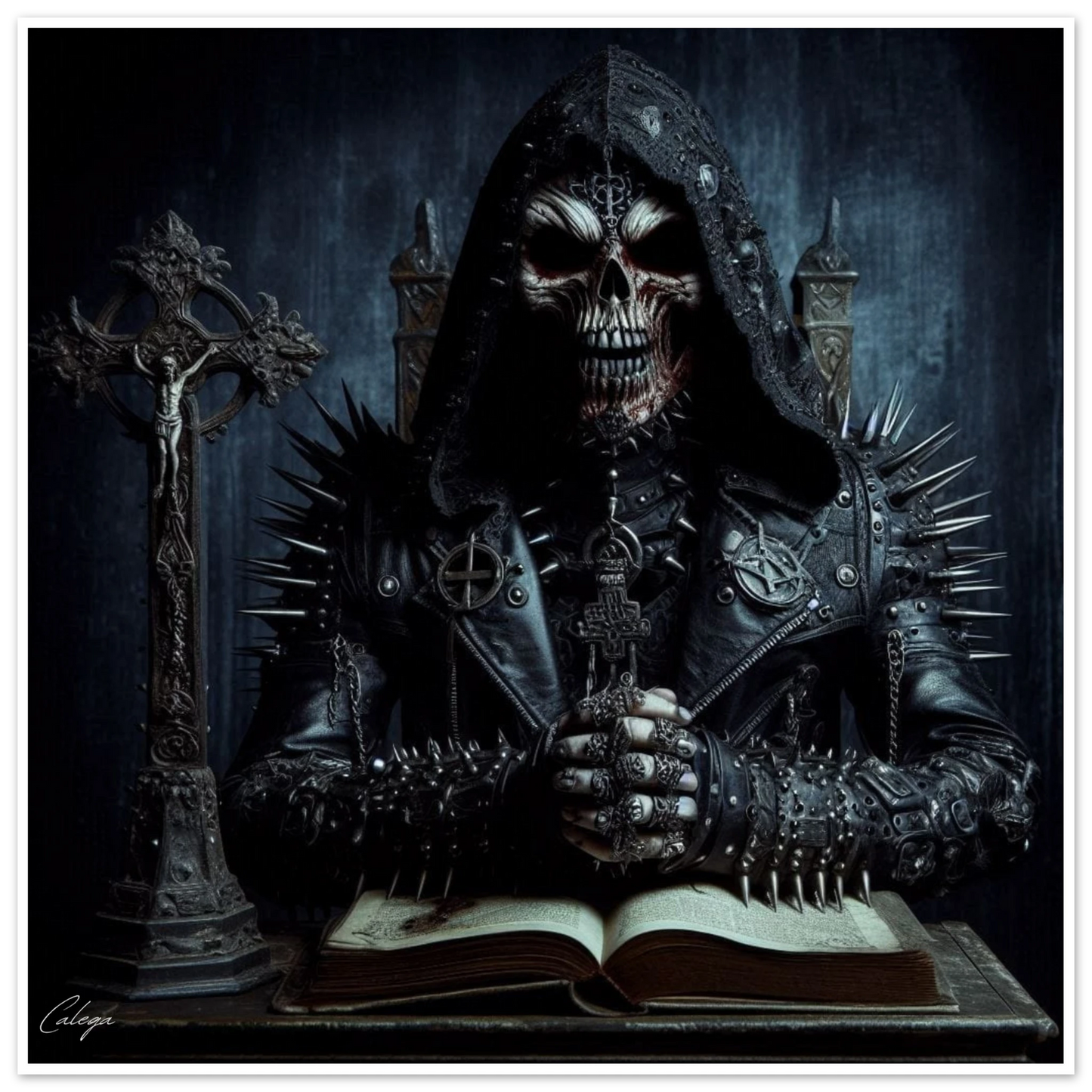 Poster Nécromancien par CALEGA, illustration gothique sombre et mystique, art mural ésotérique inspiré de l’univers dark fantasy et streetwear