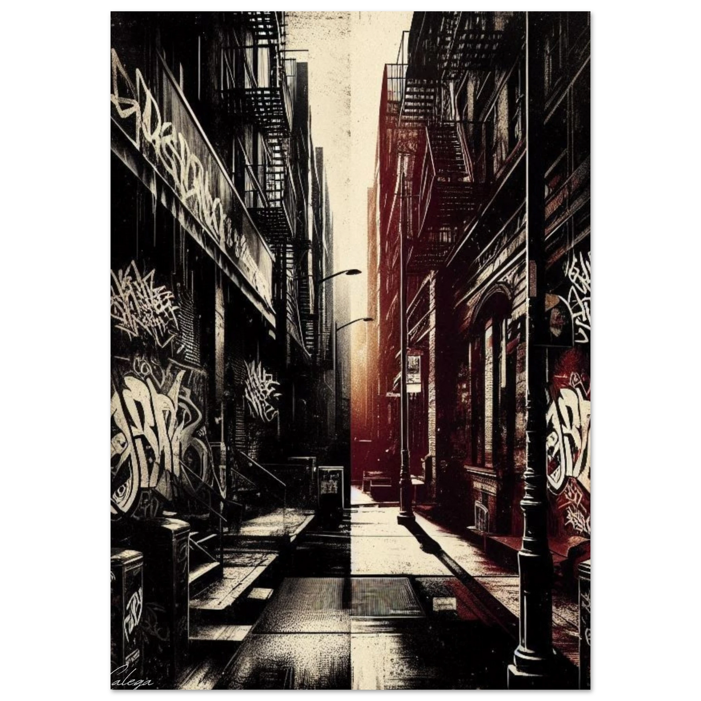 Poster Urban Pulse par CALEGA, art urbain vibrant aux couleurs intenses, décor mural moderne inspiré du street art contemporain
