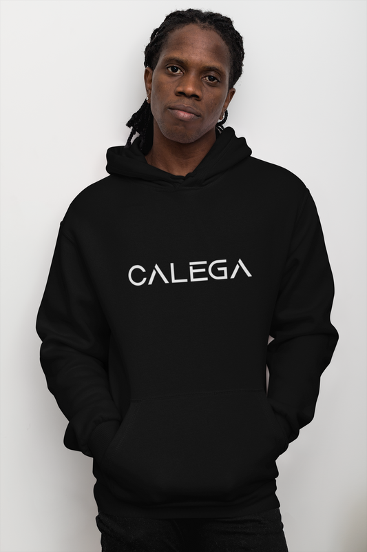 Sweat à capuche blanc pour homme avec logo CALEGA blanc, style streetwear minimaliste et urbain