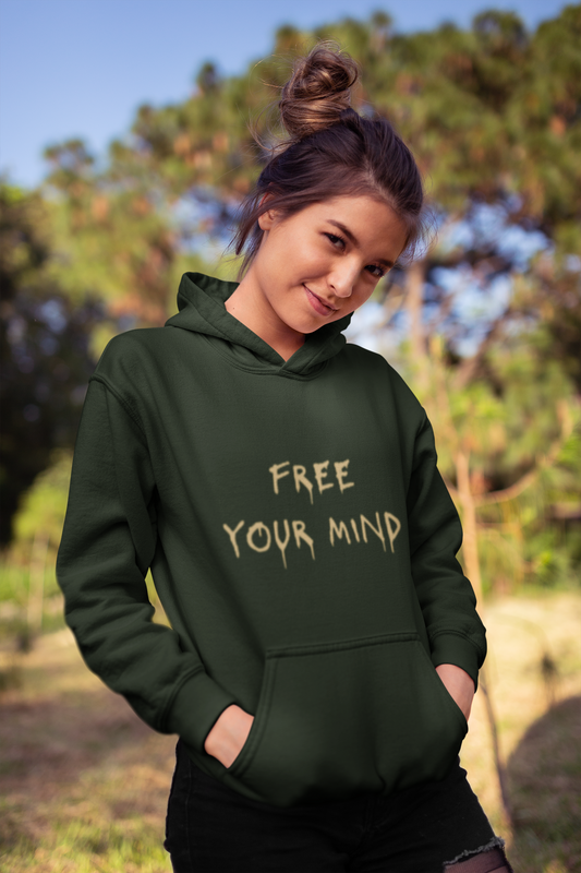 Sweat à capuche en polaire Free Your Mind style streetwear créatif CALEGA Kids message fort et engegeant