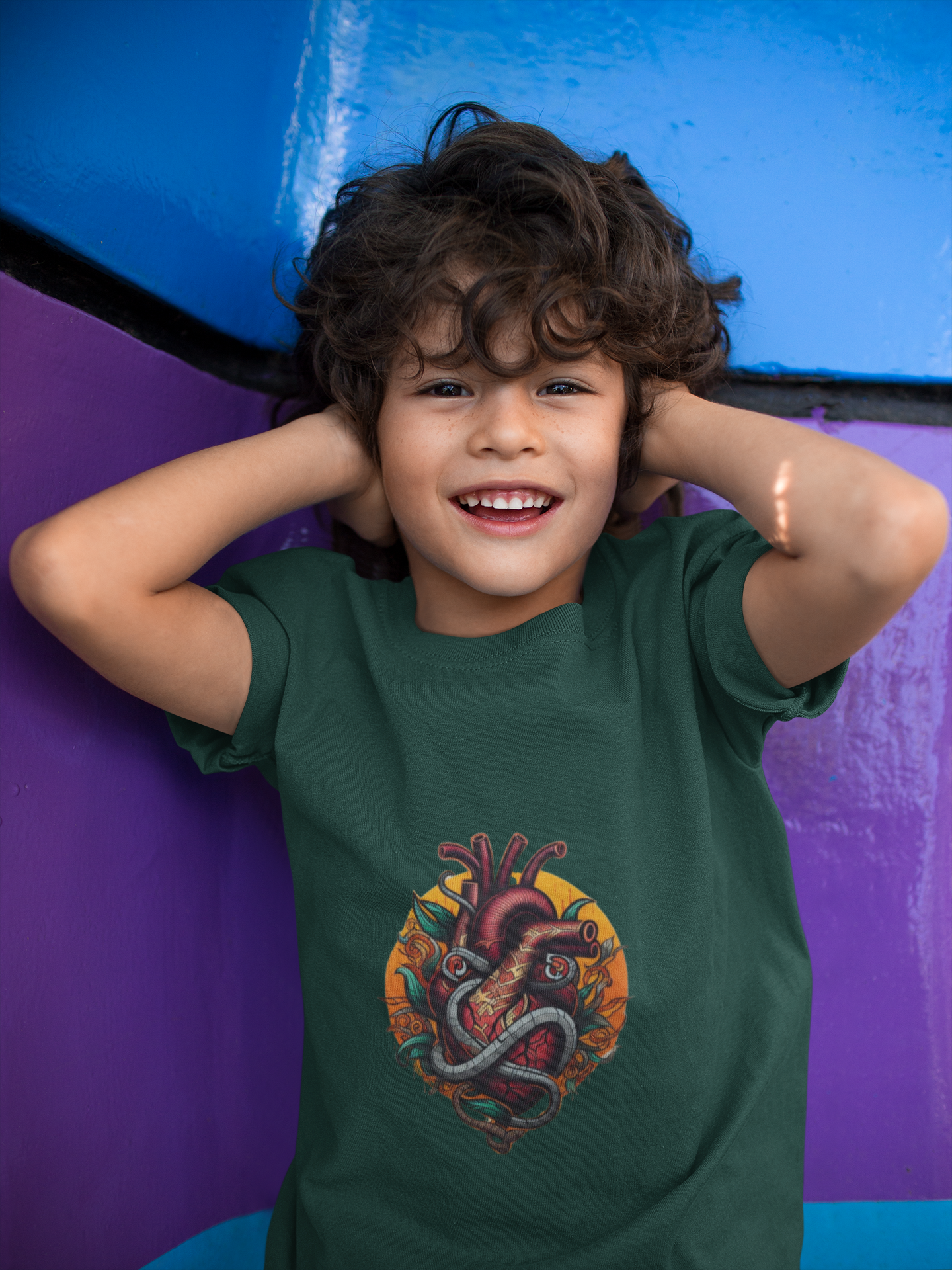 T-shirt enfant coeur mécanique ensorcelé, design futuriste et artistique CALEGA Kids