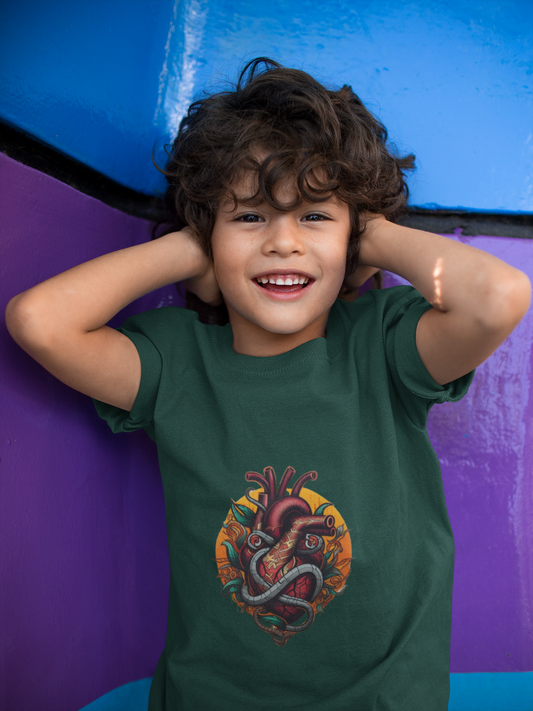 T-shirt enfant coeur mécanique ensorcelé, design futuriste et artistique CALEGA Kids