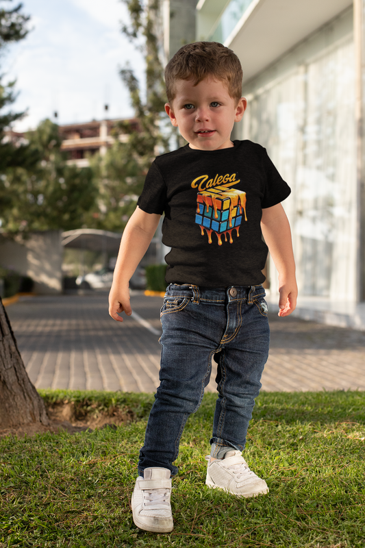 T-shirt enfant en coton bio Rubik Cube coloré, vintage année 80-90 Streetwear urbain et créatif CALEGA Kids