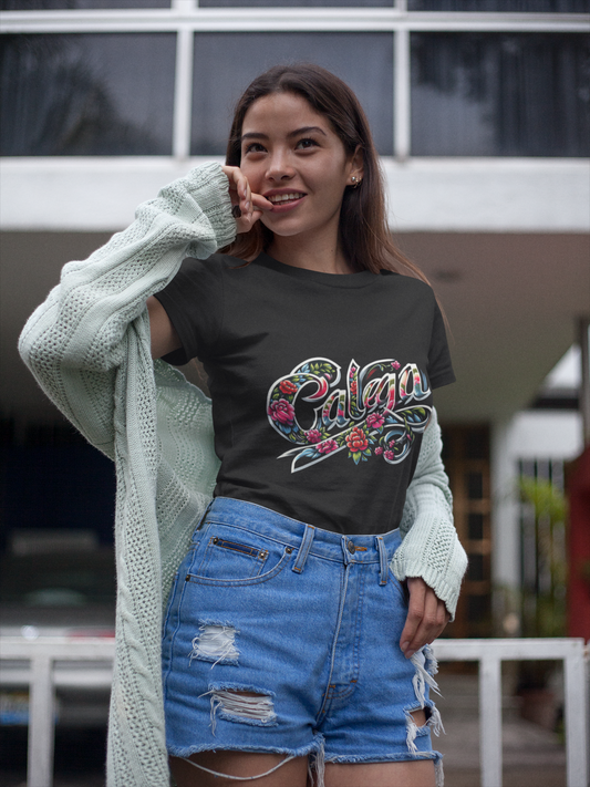 T-shirt femme CALEGA Rose's, imprimé floral artistique, style streetwear féminin et original, mode urbaine engagée