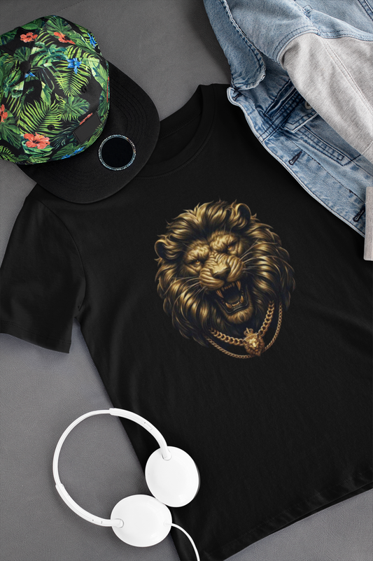 T-shirt streetwear unisexe CALEGA Kids avec illustration de lion, style urbain et engagé pour enfants audacieux