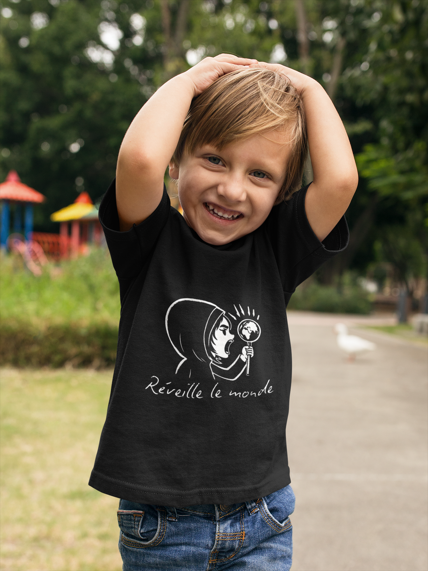 T-shirt bio ajusté "Wake up the world" | CALEGA Kids
