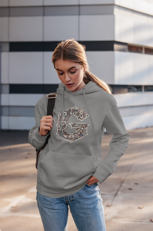 sweat à capuche femme motif lettre florale design artistique chic, streetwear original pour femmes CALEGA Women